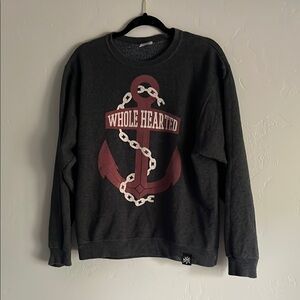 Whole Hearted Anchor Graphic Men's Sweater - Black